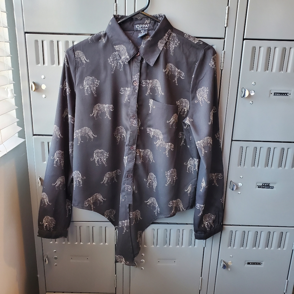 OOPA! Jaguar sheer black shirt